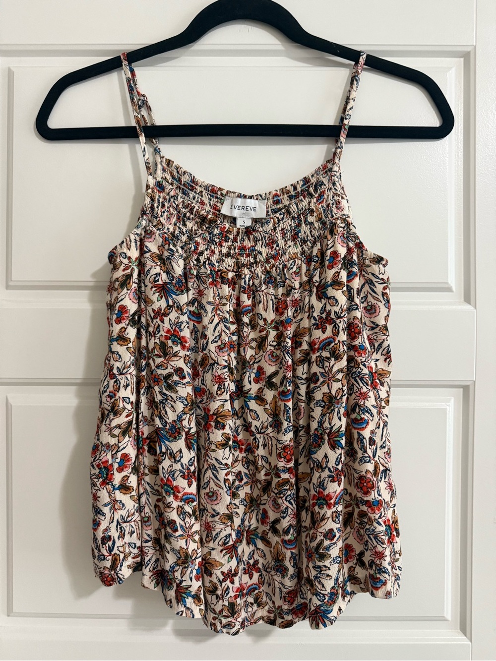 Evereve Floral Smocked Camisole Tank Top with Rayon Lining